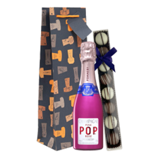 Buy & Send Pommery Pink POP Rose 20cl & Fine Artisanal Truffles Gift Bag