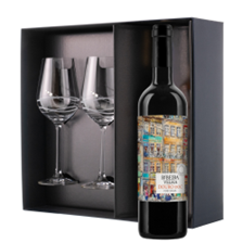 Buy & Send Ribeira Velha Douro Tinto 75cl Red Wine And Diamante Venezia Glasses Gift Box Set