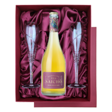 Buy & Send Saicho Darjeeling Sparkling Tea 75cl in Red Luxury Presentation Set With Flutes