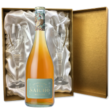 Buy & Send Saicho Hojicha Sparkling Tea 75cl in Gold Luxury Presentation Set With Flutes