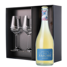 Buy & Send Saicho Jasmine Sparkling Tea 75cl And Diamante Venezia Glasses Gift Box Set