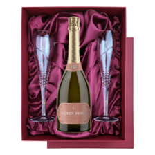 Buy & Send Silver Reign Rose English Sparkling 75cl in Red Luxury Presentation Set With Flutes