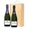 Buy & Send Taittinger Brut and Nocturne Sec Double Pine Wooden Gift Boxed (2x75cl)