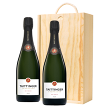 Buy & Send Taittinger Brut Champagne 75cl Double Pine Wooden Gift Boxed (2x75cl)