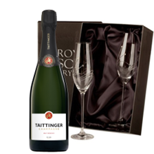 Buy & Send Taittinger Brut Champagne 75cl With Diamante Crystal Flutes