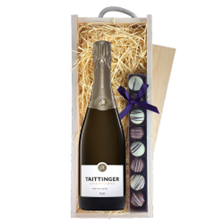 Buy & Send Taittinger Brut Vintage 2016 Champagne 75cl & Truffles, Wooden Box