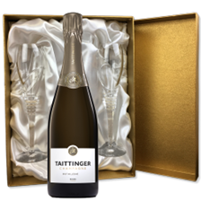 Buy & Send Taittinger Brut Vintage 2016 Champagne 75cl in Gold Presentation Set With Flutes