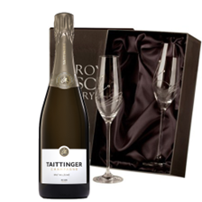 Buy & Send Taittinger Brut Vintage 2016 Champagne 75cl With Diamante Crystal Flutes