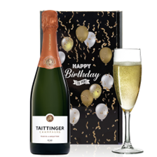 Buy & Send Taittinger Les Folies de la Marquetterie 75cl And Flute Happy Birthday Gift Box