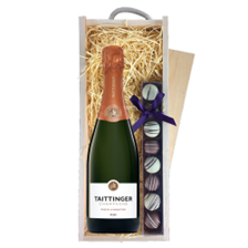 Buy & Send Taittinger Les Folies de la Marquetterie 75cl & Truffles, Wooden Box