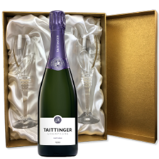 Buy & Send Taittinger Nocturne NV Champagne, 75cl in Gold Presentation Set With Flutes