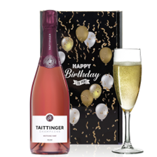 Buy & Send Taittinger Nocturne Rose Sec Champagne 75cl And Flute Happy Birthday Gift Box