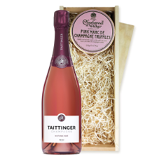 Buy & Send Taittinger Nocturne Rose Sec Champagne 75cl And Pink Marc de Charbonnel Chocolates Box