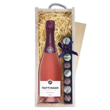 Buy & Send Taittinger Nocturne Rose Sec Champagne 75cl & Truffles, Wooden Box