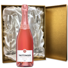 Buy & Send Taittinger Rose Champagne 75cl in Gold Presentation Set With Flutes