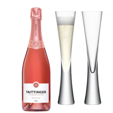 Buy & Send Taittinger Rose Champagne 75cl with LSA Moya Flutes