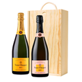 Buy & Send Veuve Clicquot Brut and Veuve Clicquot Rose Double Pine Wooden Gift Boxed (2x75cl)