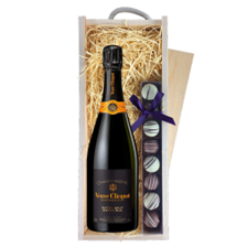 Buy & Send Veuve Clicquot Extra Brut Extra Old Champagne 75cl & Truffles, Wooden Box