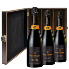 Buy & Send Veuve Clicquot Extra Brut Extra Old Champagne 75cl Treble Elm Wood Gift Boxed (3x75cl)