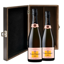 Buy & Send Veuve Clicquot Rose Label 75cl Double Elm Wood Gift Boxed (2x75cl)