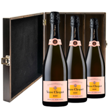 Buy & Send Veuve Clicquot Rose Label 75cl Treble Elm Wood Gift Boxed (3x75cl)