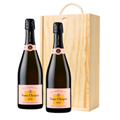 Buy & Send Veuve Clicquot Rose Label 75cl Double Pine Wooden Gift Boxed (2x75cl)