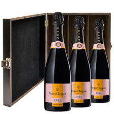 Buy & Send Veuve Clicquot Vintage Rose 2015 Champagne 75cl Treble Elm Wood Gift Boxed (3x75cl)