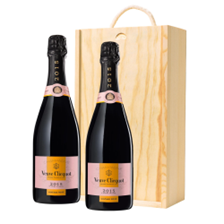 Buy & Send Veuve Clicquot Vintage Rose 2015 Champagne 75cl Double Pine Wooden Gift Boxed (2x75cl)