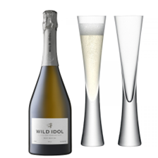 Buy & Send Wild Idol Alcohol Free Sparkling White 75cl with LSA Moya Flutes