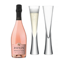 Buy & Send Zonin Prosecco Rose Doc Millesimato 75cl with LSA Moya Flutes