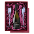 Buy & Send Zonin Valdobbiadene DOCG Millesimato Extra Dry 75cl in Red Luxury Presentation Set With Flutes